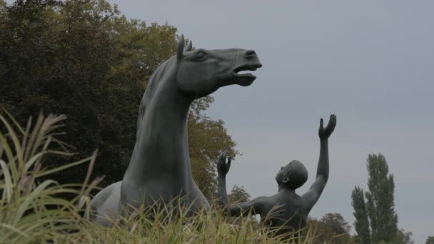 Подросток Статуя Лошади — стоковое видео