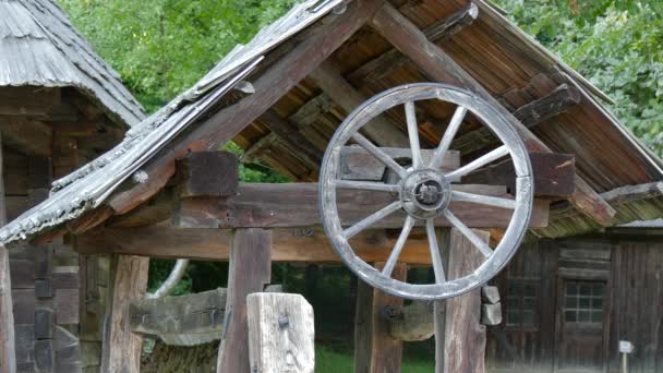 Wagenrad Aus Holz Nationalmuseum Astra — Stockvideo