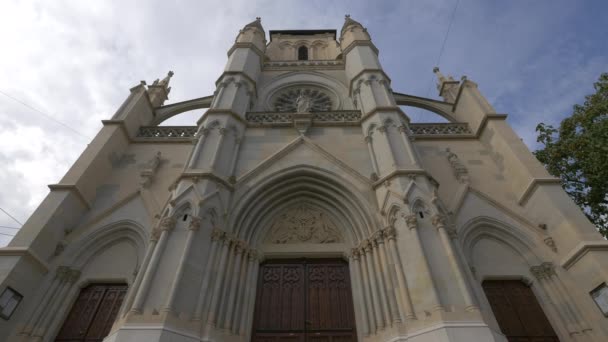 Bajo Ángulo Basílica Notre Dame Ginebra — Vídeos de Stock