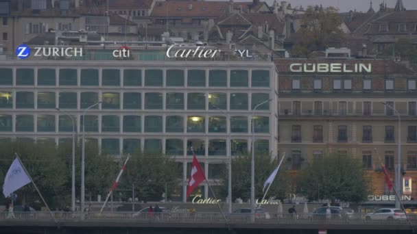 Byggnader Genève Stad — Stockvideo