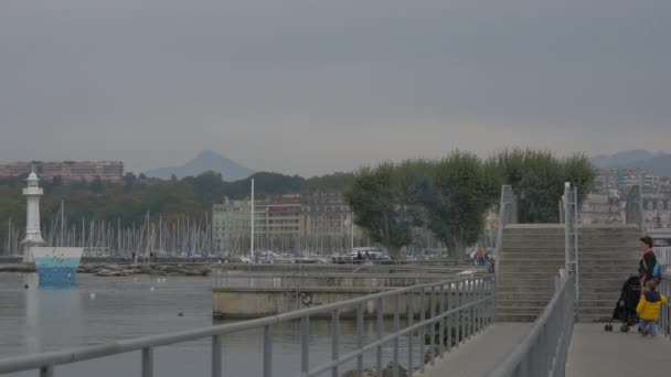 Puente Peatonal Ginebra — Vídeos de Stock