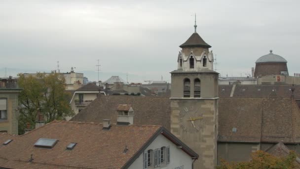 Pan Right Temple Madeleine Genève — Stockvideo