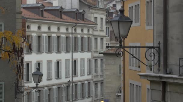 Gebouwen Aan Een Straat Genève — Stockvideo