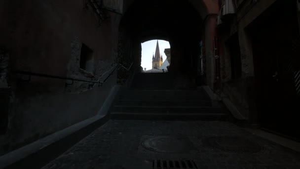 Sibiu Daki Kuyumcu Merdivenleri — Stok video