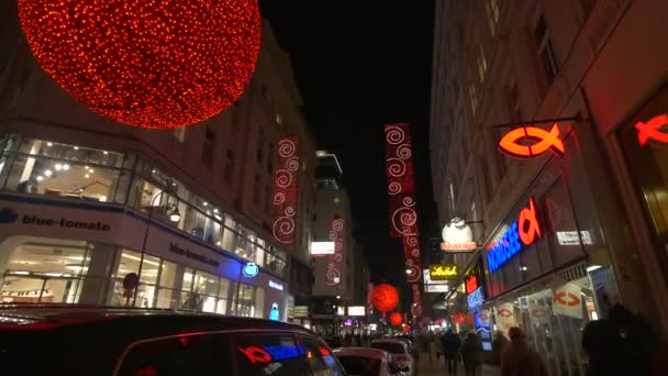 Rotenturmstrasse Karácsony Estéjén — Stock videók