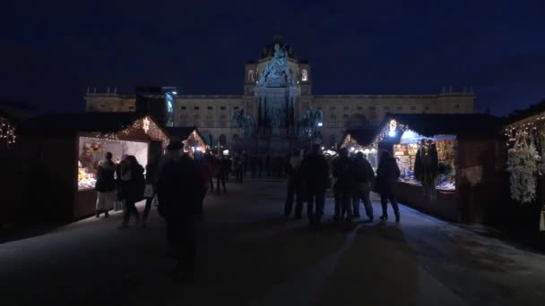 Pomnik Marii Teresy Jarmarku Bożonarodzeniowym — Wideo stockowe