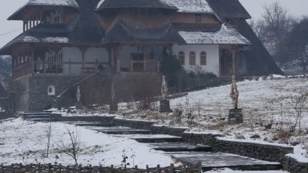 Barsana Manastırı Ndaki Manastıra Giden Merdivenler — Stok video