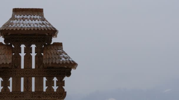 View Carved Wood Monument — Stock Video