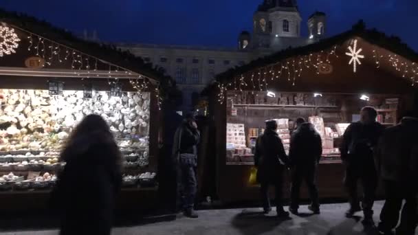 Wooden Stalls Maria Theresa Square — Stock Video