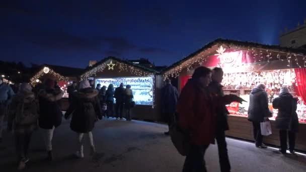 Cabines Vendas Mercado Natal — Vídeo de Stock