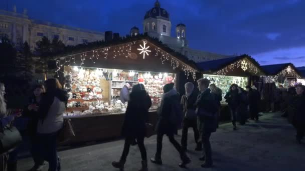 Puestos Mercado Navidad Plaza María Teresa — Vídeo de stock