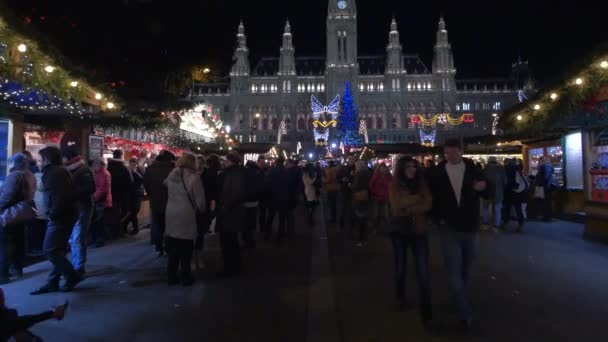 Weihnachtsmarkt Auf Dem Rathausplatz — Stockvideo