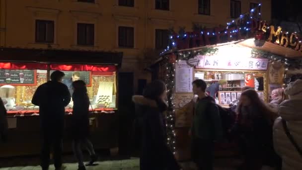 Γλυκούς Πάγκους Χριστουγεννιάτικη Αγορά — Αρχείο Βίντεο