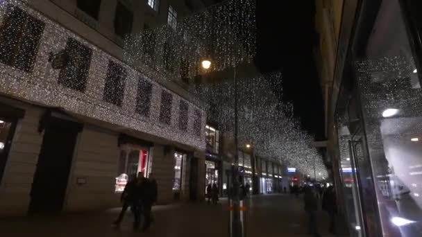 Kohlmarkt Gata Med Julbelysning — Stockvideo