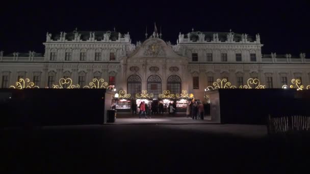 Christmas Market Front Belvedere Palace — Stock Video