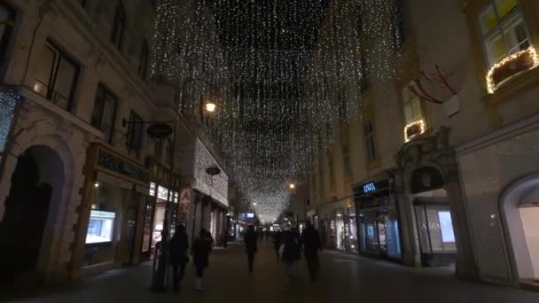 Calle Kohlmarkt Navidad Viena Austria — Vídeos de Stock