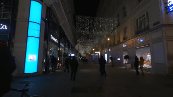Weihnachtsschmuck Der Wallnerstraße — Stockvideo