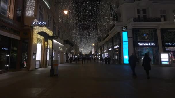 夜のコールマルクト通り ウィーン オーストリア — ストック動画