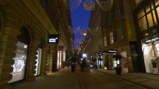 Ulica Habsburgergasse Dekoracjami Świątecznymi — Wideo stockowe