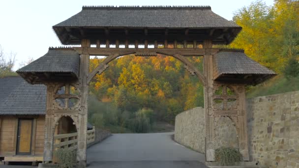 Maramures Geleneksel Oymalı Kapı — Stok video