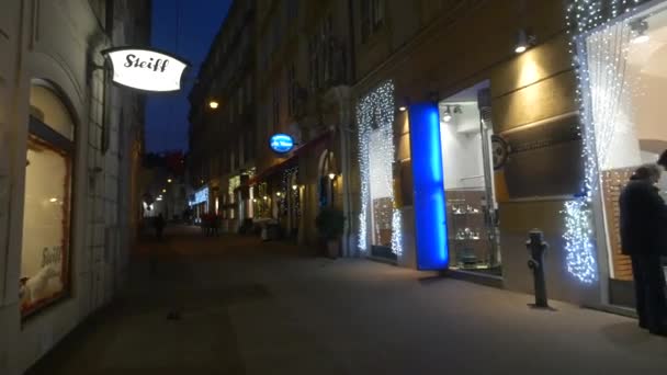 Магазины Декорациями Улице Браунерштрассе — стоковое видео