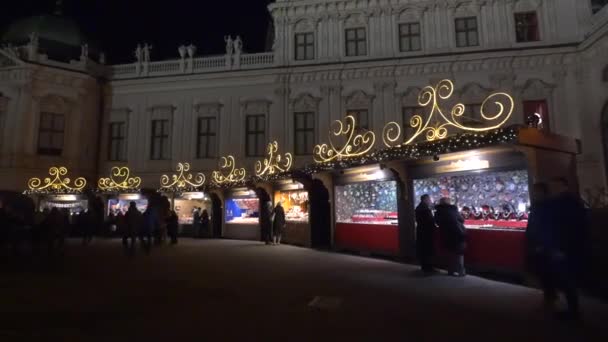 Belvedere Julmarknad Med Stånd Och Människor — Stockvideo