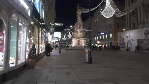 Graben Street Świąteczną Noc — Wideo stockowe