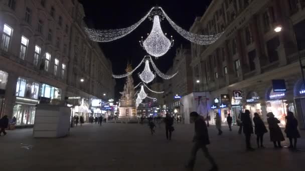 Ulica Graben Lampkami Świątecznymi — Wideo stockowe