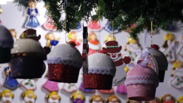 Cupcakes Ornamentos Feriados Conceito — Vídeo de Stock