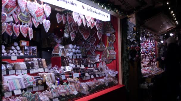 Gingerbread Stall Christmas Market — Stock Video
