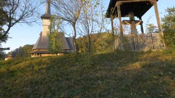 Eglise Bois Sur Une Prairie Barsana — Video