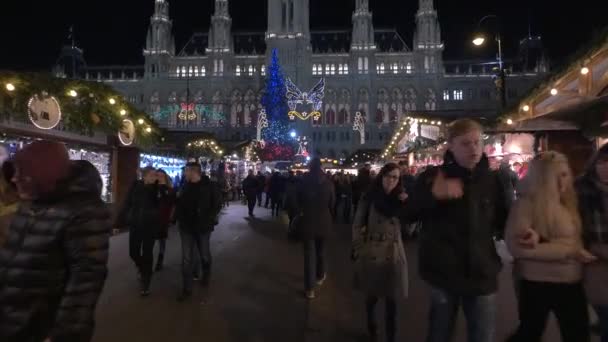 Weihnachtsmarkt Vor Dem Rathaus — Stockvideo