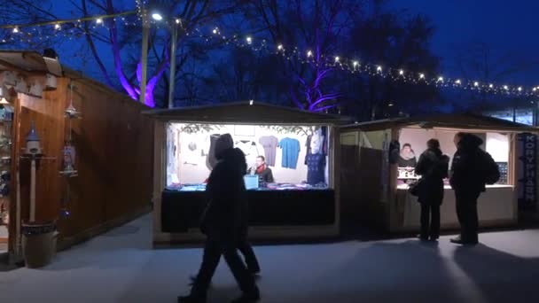 Sales Booths Christmas Market — Stock Video
