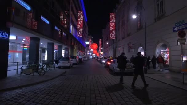 Rotenturmstrasse Świąteczną Noc Wiedeń Austria — Wideo stockowe