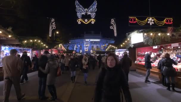 Bezoek Aan Beroemde Rathausplatz Kerstmarkt — Stockvideo