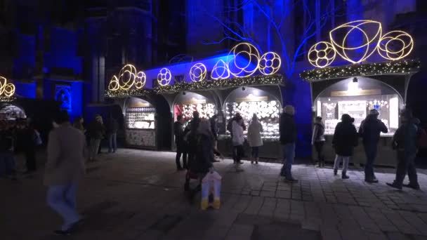 Stalls Christmas Market Stephansplatz — Stock Video