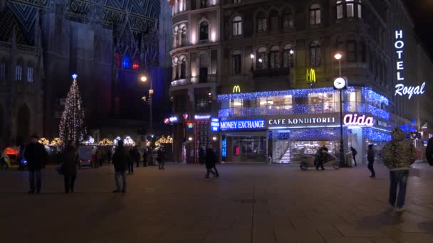 Árbol Navidad Otras Decoraciones Stephansplatz — Vídeos de Stock