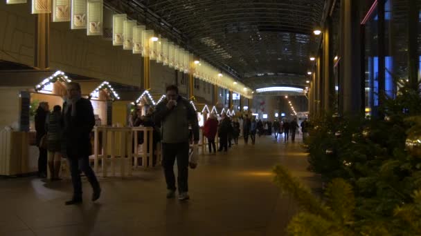 有圣诞摊位的行人专用街道 — 图库视频影像