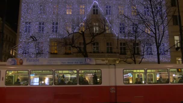 Incline Ring Hotel Com Luzes Natal Viena Áustria — Vídeo de Stock