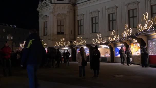 Turisté Místní Obyvatelé Navštíví Vánoční Trh Belvedere — Stock video