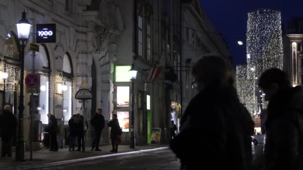 Herrengasse Street Christmas Night Vienne Autriche — Video