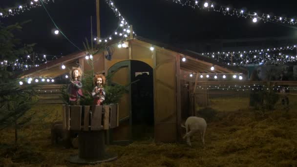 Sheep Stall Karlsplatz Christmas Market — Stock Video
