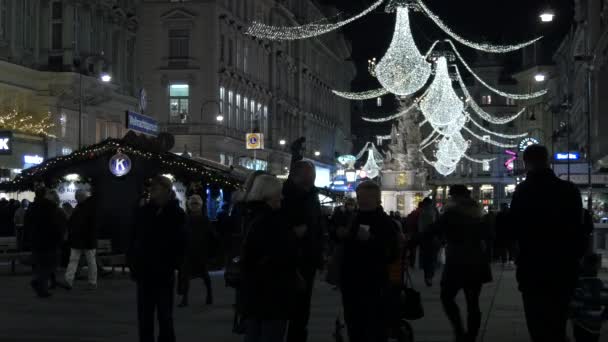 Graben Calle Con Gente Navidad — Vídeos de Stock