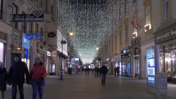 Rua Kohlmarkt Com Enfeites Natal — Vídeo de Stock