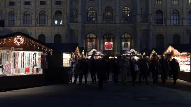 Nattvandring Julmarknaden Maria Theresa Square — Stockvideo