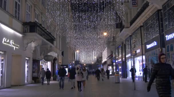 Pessoas Andando Rua Kohlmarkt Natal — Vídeo de Stock