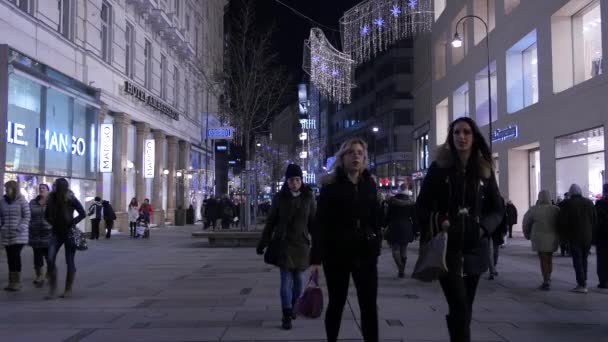 Turistas Moradores Que Caminham Karntner Strasse — Vídeo de Stock