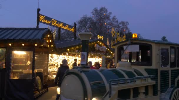 Αξιοθέατα Τρένο Μια Χριστουγεννιάτικη Αγορά — Αρχείο Βίντεο