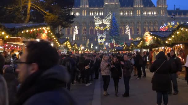 People Rathausplatz Christmas Market — Wideo stockowe