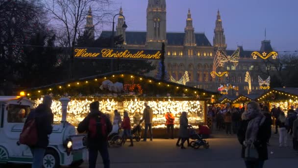 Экскурсионный Поезд Рождественской Площади Ратхаусплатц — стоковое видео